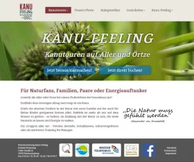 Screenshot Website: Bootsvermietung Kanu-Feeling